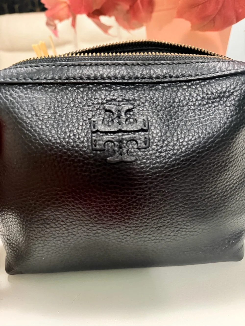 Tory Burch Black Pebbled Leather Braided-Strap Crossbody